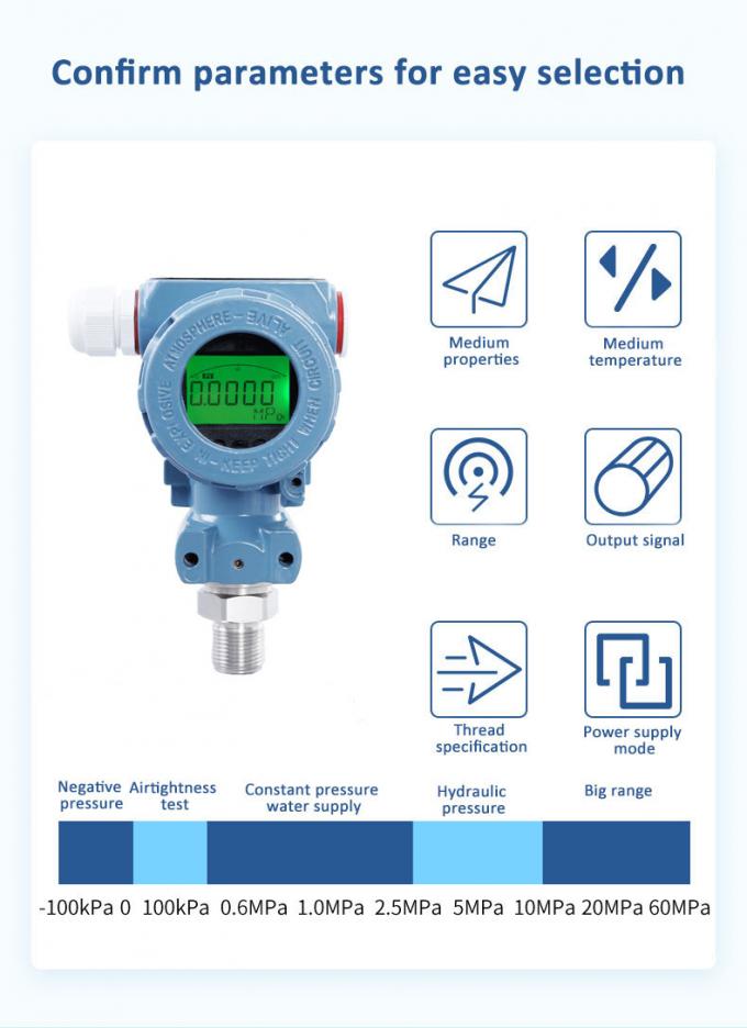 Produttore cinese 2088 Display 4-20mA RS485 HART Smart Diffused Silicon Pressure Transmitter 3