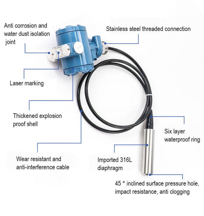 Sensori di livello dell'acqua liquida 0-5V sottomarini idrostatici ad alta precisione 1